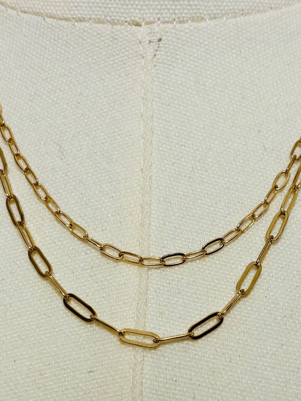 Gold Paperclip Link Necklace Layered Set